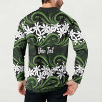 Personalised Cook Islands Palmerston Button Sweatshirt Tiare Maori Polynesian Waves Tattoo LT14 - Polynesian Pride