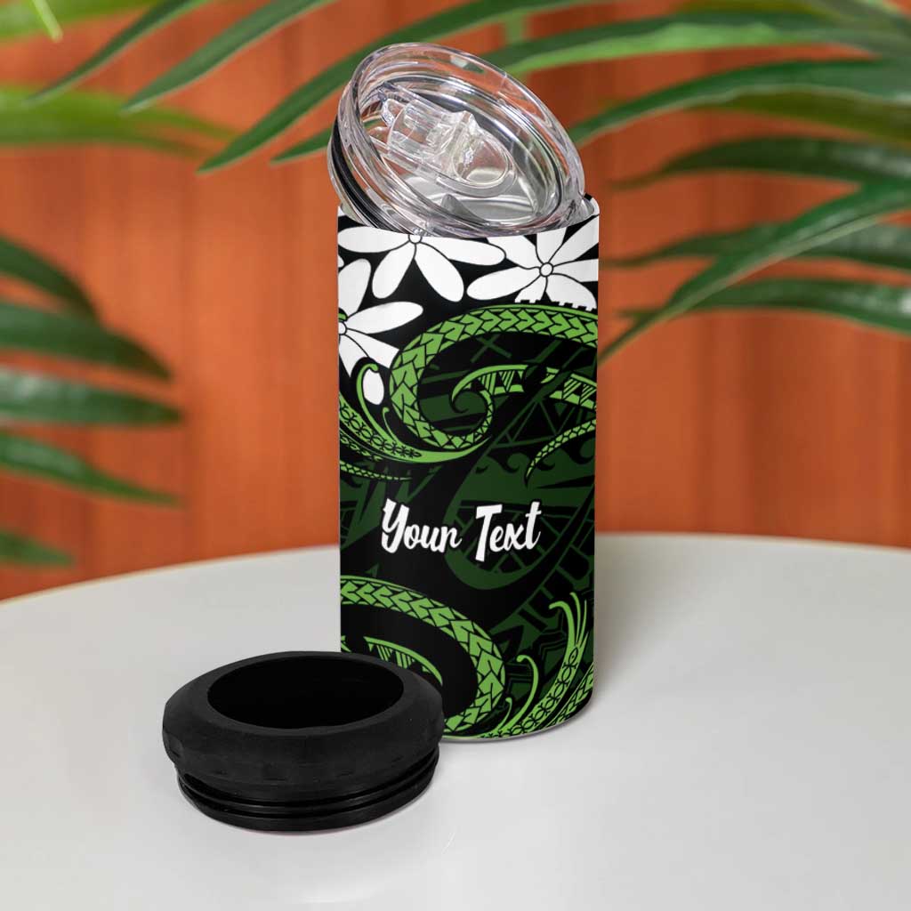 Personalised Cook Islands Palmerston 4 in 1 Can Cooler Tumbler Tiare Maori Polynesian Waves Tattoo LT14 - Polynesian Pride