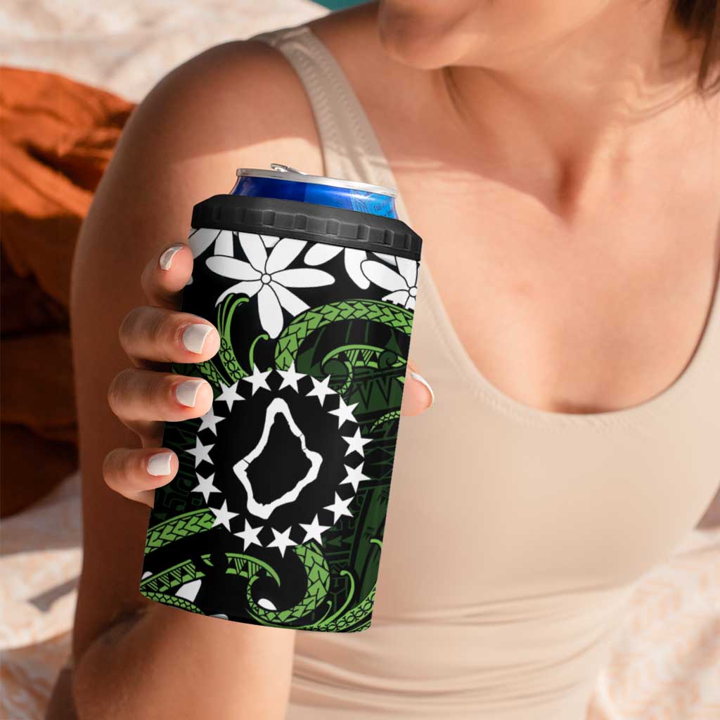 Personalised Cook Islands Palmerston 4 in 1 Can Cooler Tumbler Tiare Maori Polynesian Waves Tattoo LT14 - Polynesian Pride