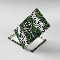 Personalised Cook Islands Palmerston Canvas Wall Art Tiare Maori Polynesian Waves Tattoo LT14 With Frame Green - Polynesian Pride