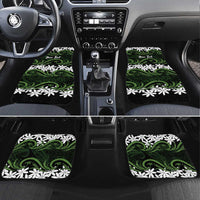 Personalised Cook Islands Palmerston Car Mats Tiare Maori Polynesian Waves Tattoo LT14 Set 4pcs Green - Polynesian Pride