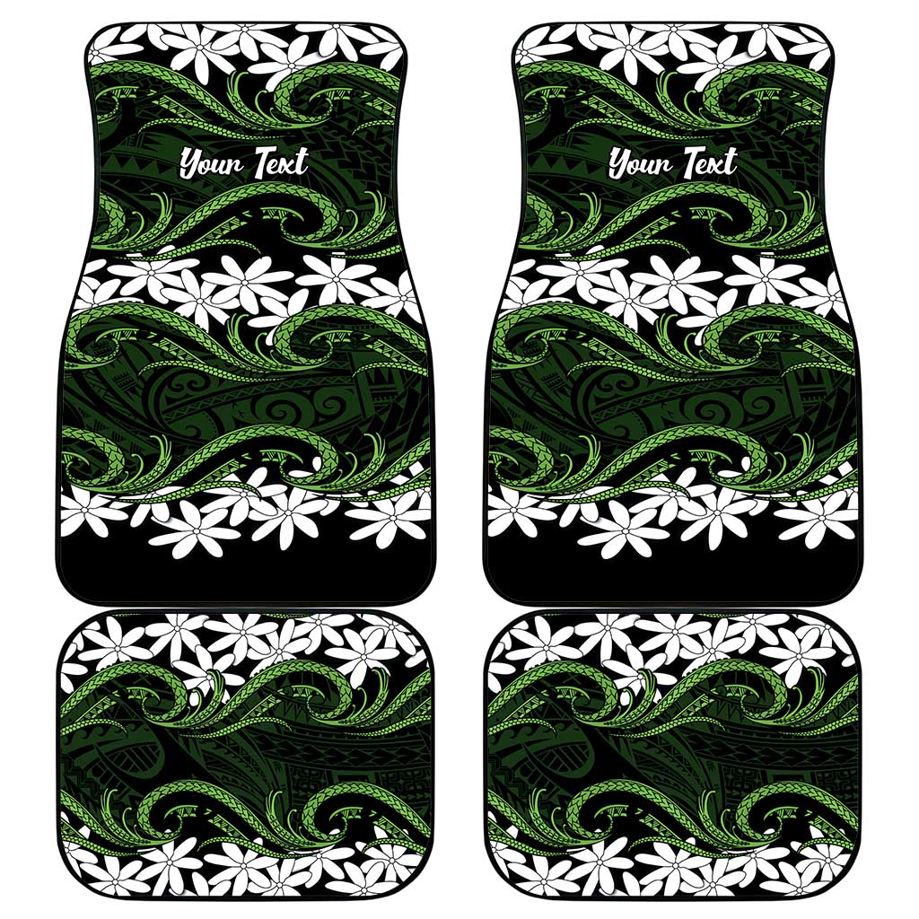 Personalised Cook Islands Palmerston Car Mats Tiare Maori Polynesian Waves Tattoo LT14 - Polynesian Pride