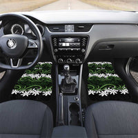 Personalised Cook Islands Palmerston Car Mats Tiare Maori Polynesian Waves Tattoo LT14 Set 2pcs - Front Green - Polynesian Pride