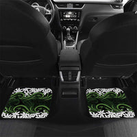 Personalised Cook Islands Palmerston Car Mats Tiare Maori Polynesian Waves Tattoo LT14 Set 2pcs - Back Green - Polynesian Pride