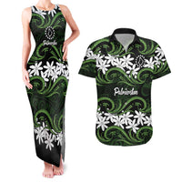 Personalised Cook Islands Palmerston Couples Matching Tank Maxi Dress and Hawaiian Shirt Tiare Maori Polynesian Waves Tattoo