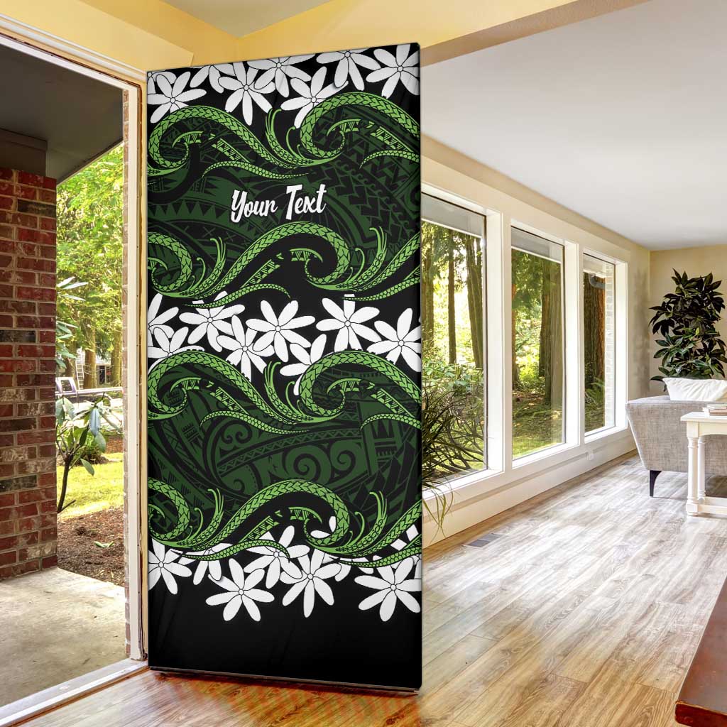 Personalised Cook Islands Palmerston Door Cover Tiare Maori Polynesian Waves Tattoo LT14 - Polynesian Pride