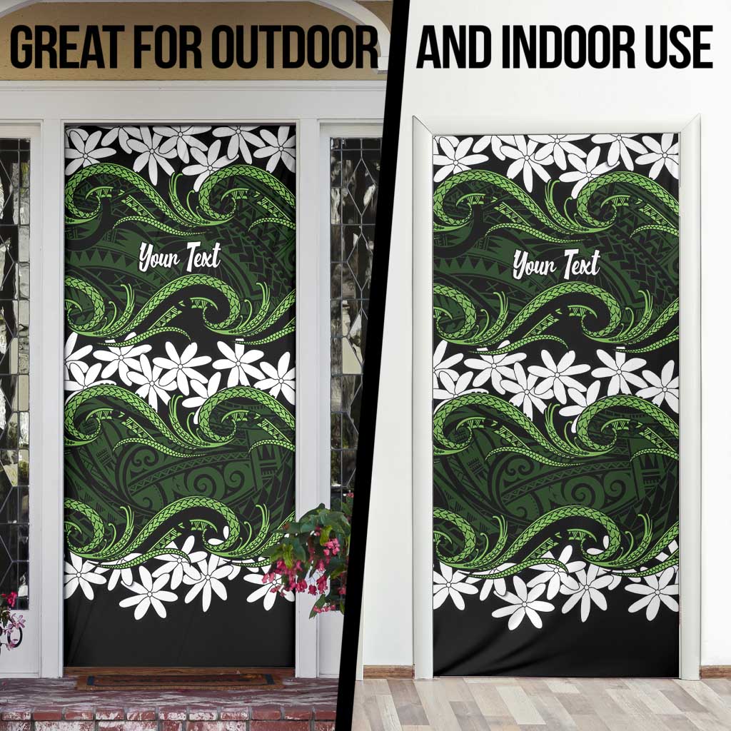 Personalised Cook Islands Palmerston Door Cover Tiare Maori Polynesian Waves Tattoo LT14 - Polynesian Pride