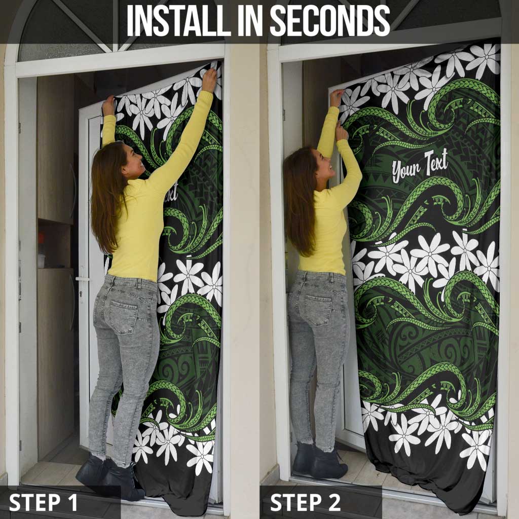 Personalised Cook Islands Palmerston Door Cover Tiare Maori Polynesian Waves Tattoo LT14 - Polynesian Pride