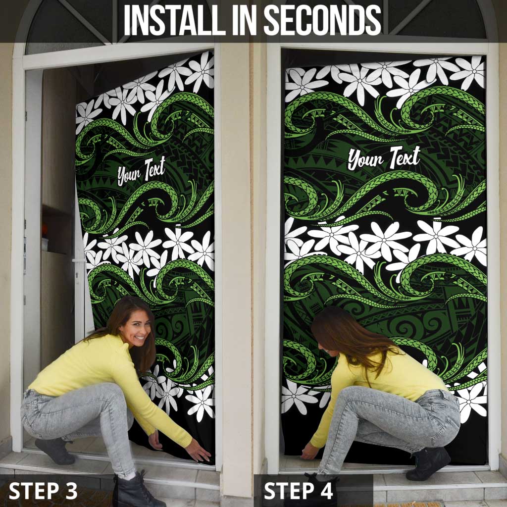 Personalised Cook Islands Palmerston Door Cover Tiare Maori Polynesian Waves Tattoo LT14 - Polynesian Pride