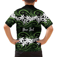 Personalised Cook Islands Palmerston Family Matching Long Sleeve Bodycon Dress and Hawaiian Shirt Tiare Maori Polynesian Waves Tattoo