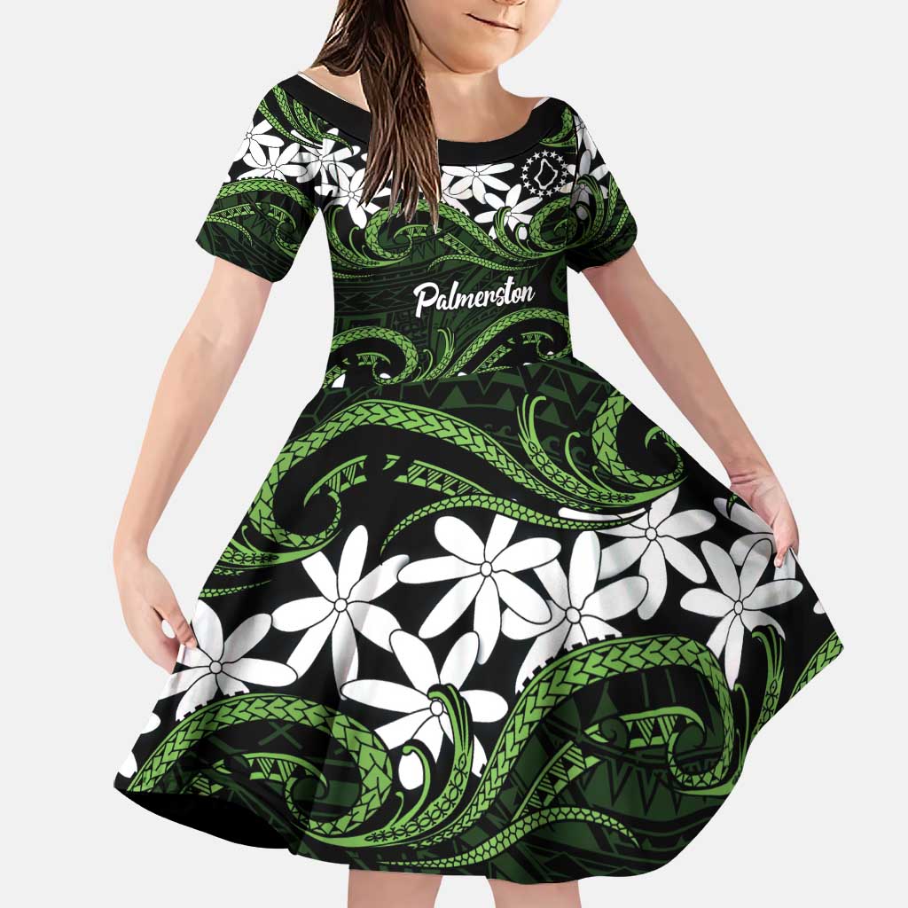 Personalised Cook Islands Palmerston Family Matching Long Sleeve Bodycon Dress and Hawaiian Shirt Tiare Maori Polynesian Waves Tattoo