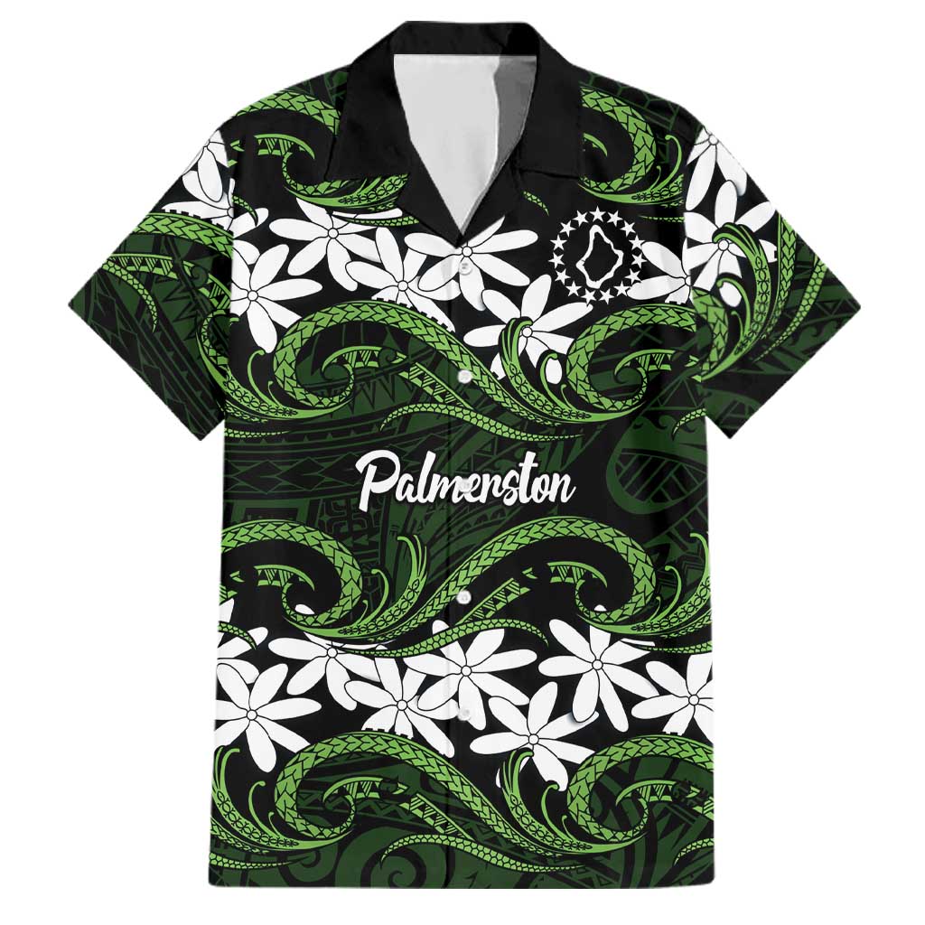 Personalised Cook Islands Palmerston Family Matching Long Sleeve Bodycon Dress and Hawaiian Shirt Tiare Maori Polynesian Waves Tattoo