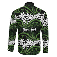 Personalised Cook Islands Palmerston Family Matching Off The Shoulder Long Sleeve Dress and Hawaiian Shirt Tiare Maori Polynesian Waves Tattoo