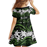 Personalised Cook Islands Palmerston Family Matching Off Shoulder Short Dress and Hawaiian Shirt Tiare Maori Polynesian Waves Tattoo