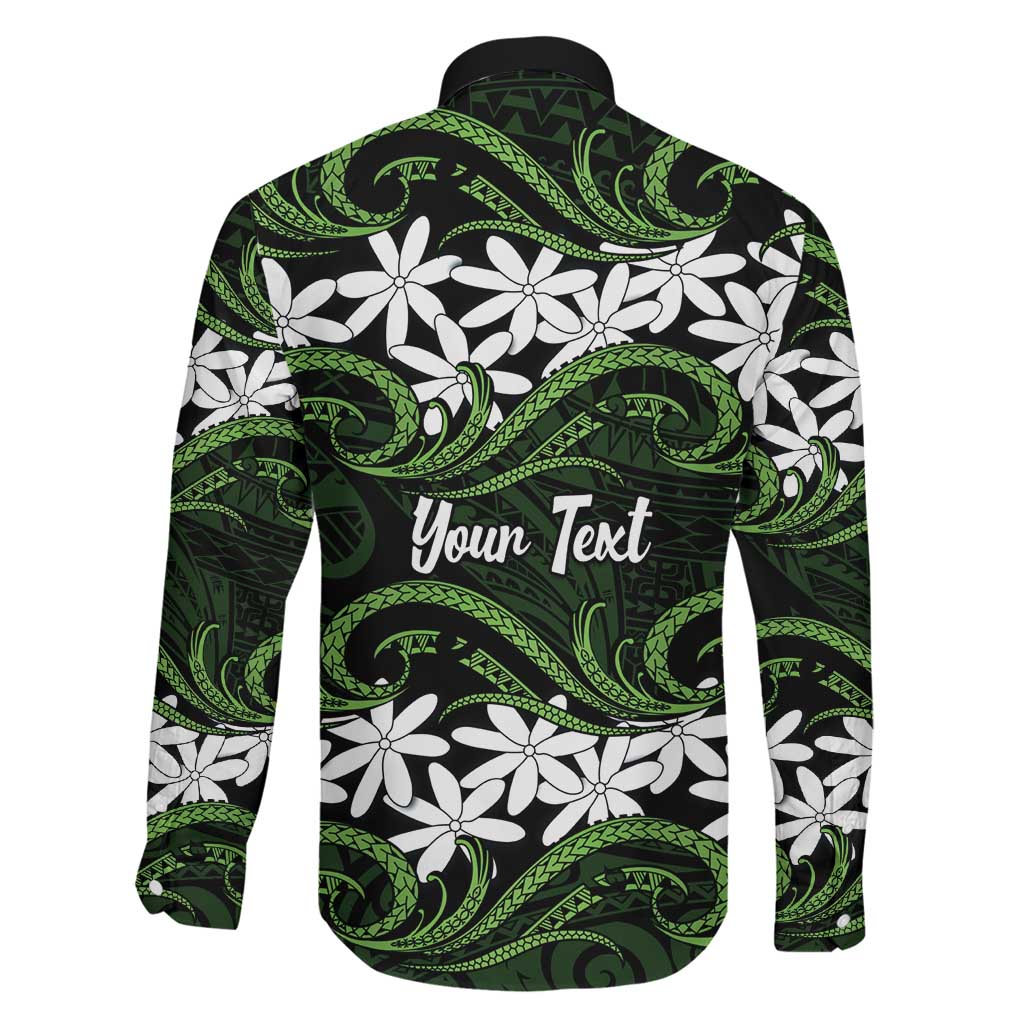 Personalised Cook Islands Palmerston Family Matching Off Shoulder Short Dress and Hawaiian Shirt Tiare Maori Polynesian Waves Tattoo