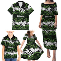 Personalised Cook Islands Palmerston Family Matching Puletasi and Hawaiian Shirt Tiare Maori Polynesian Waves Tattoo