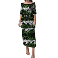 Personalised Cook Islands Palmerston Family Matching Puletasi and Hawaiian Shirt Tiare Maori Polynesian Waves Tattoo