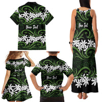 Personalised Cook Islands Palmerston Family Matching Tank Maxi Dress and Hawaiian Shirt Tiare Maori Polynesian Waves Tattoo