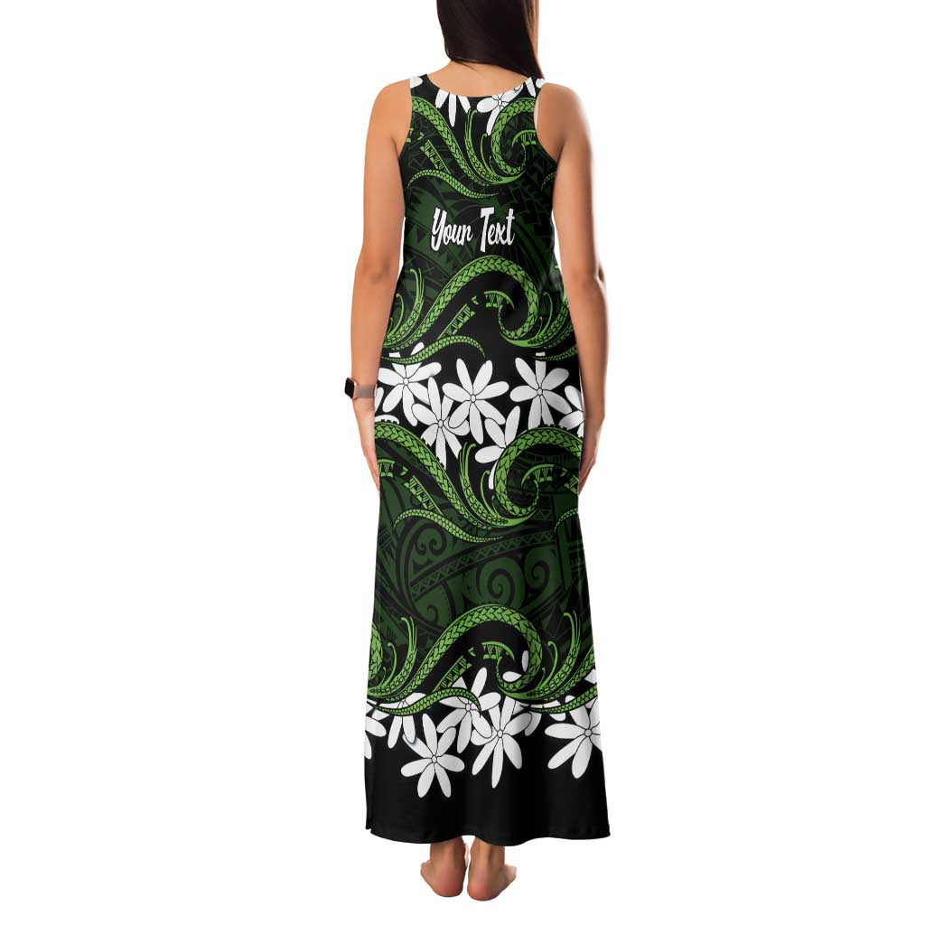 Personalised Cook Islands Palmerston Family Matching Tank Maxi Dress and Hawaiian Shirt Tiare Maori Polynesian Waves Tattoo