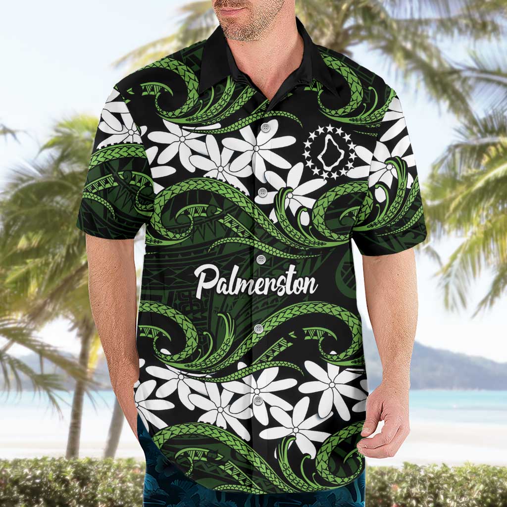 Personalised Cook Islands Palmerston Hawaiian Shirt Tiare Maori Polynesian Waves Tattoo LT14 - Polynesian Pride