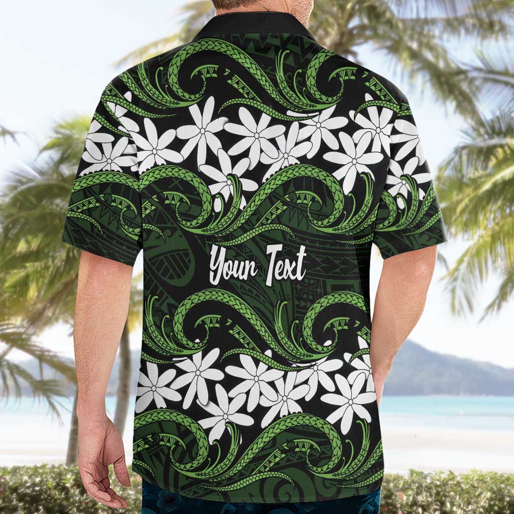Personalised Cook Islands Palmerston Hawaiian Shirt Tiare Maori Polynesian Waves Tattoo LT14 - Polynesian Pride