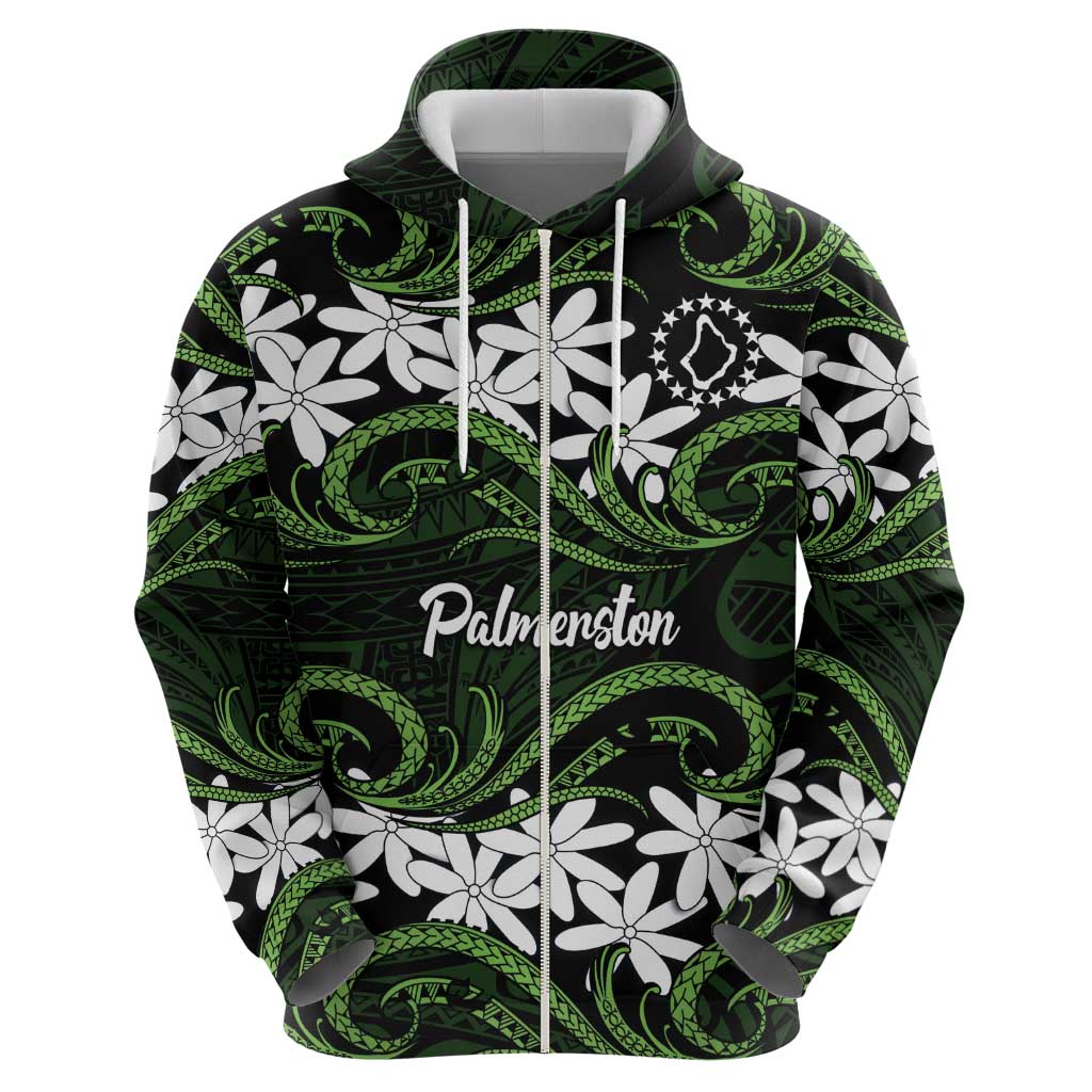 Personalised Cook Islands Palmerston Hoodie Tiare Maori Polynesian Waves Tattoo LT14 - Polynesian Pride