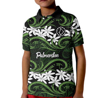 Personalised Cook Islands Palmerston Kid Polo Shirt Tiare Maori Polynesian Waves Tattoo LT14 Kid Green - Polynesian Pride