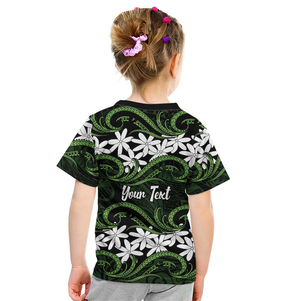 Personalised Cook Islands Palmerston Kid T Shirt Tiare Maori Polynesian Waves Tattoo LT14 - Polynesian Pride