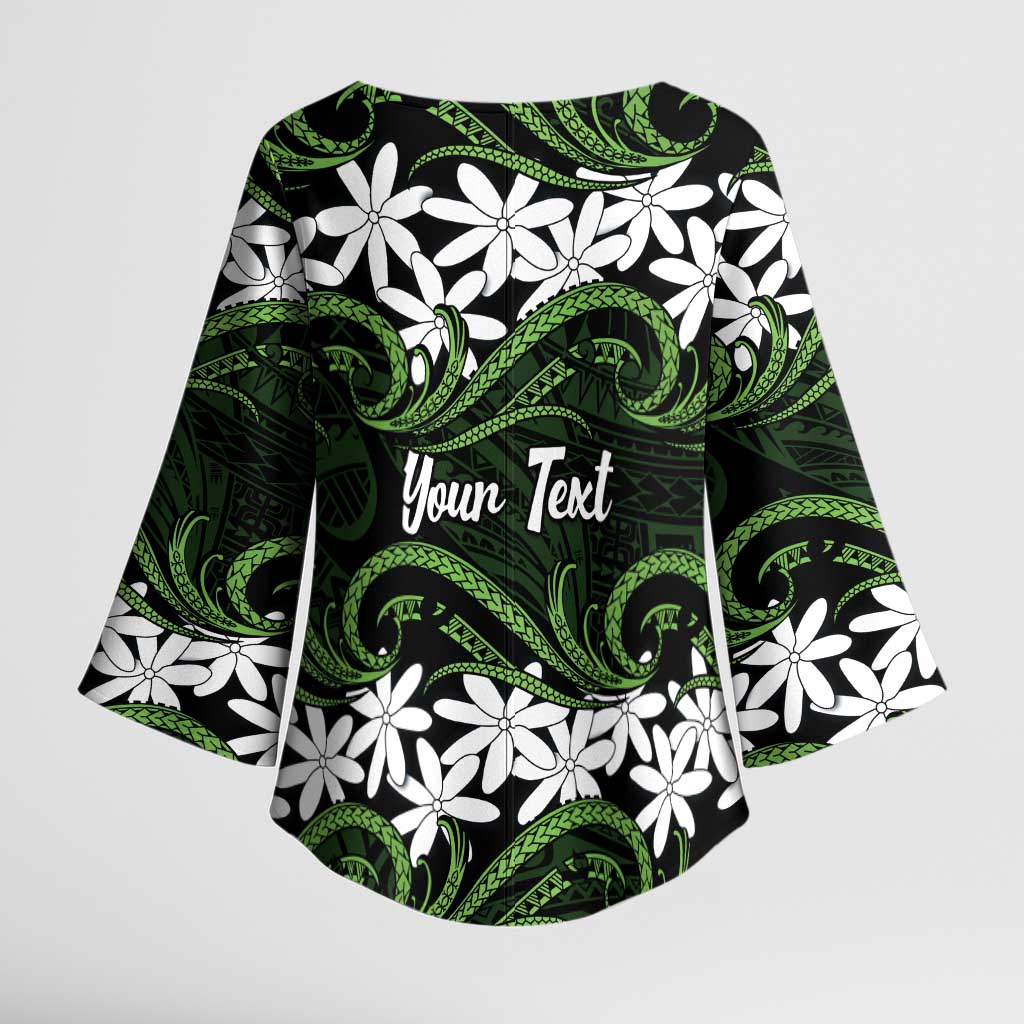 Personalised Cook Islands Palmerston Kimono Sleeve Blouse Tiare Maori Polynesian Waves Tattoo LT14 - Polynesian Pride