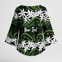 Personalised Cook Islands Palmerston Kimono Sleeve Blouse Tiare Maori Polynesian Waves Tattoo LT14 - Polynesian Pride