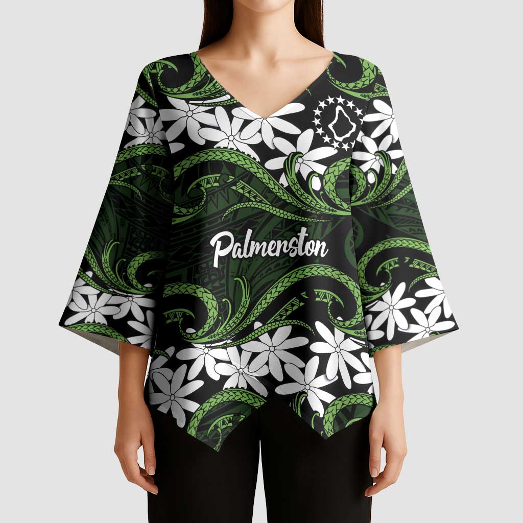 Personalised Cook Islands Palmerston Kimono Sleeve Blouse Tiare Maori Polynesian Waves Tattoo LT14 - Polynesian Pride