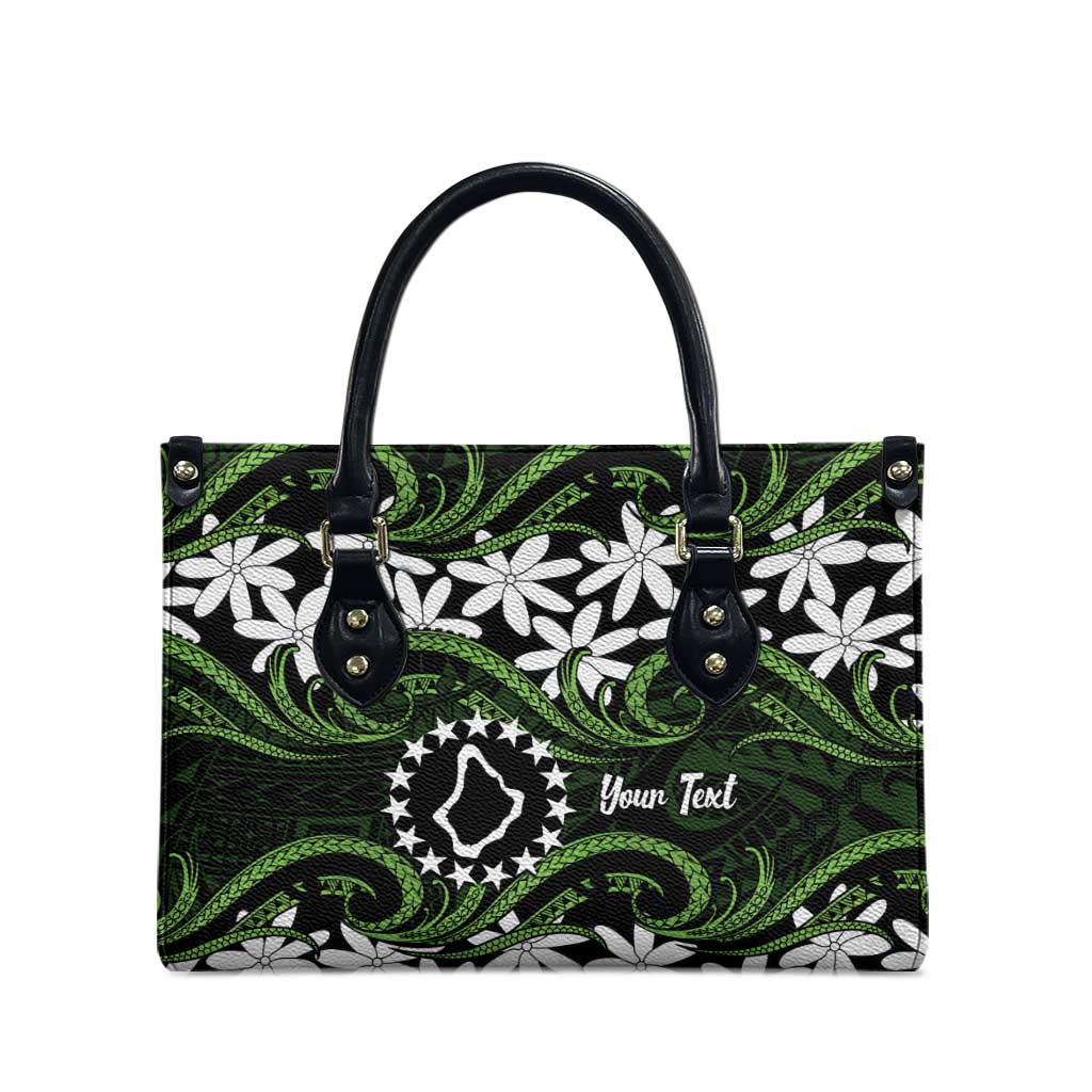 Personalised Cook Islands Palmerston Leather Bag Tiare Maori Polynesian Waves Tattoo LT14 - Polynesian Pride