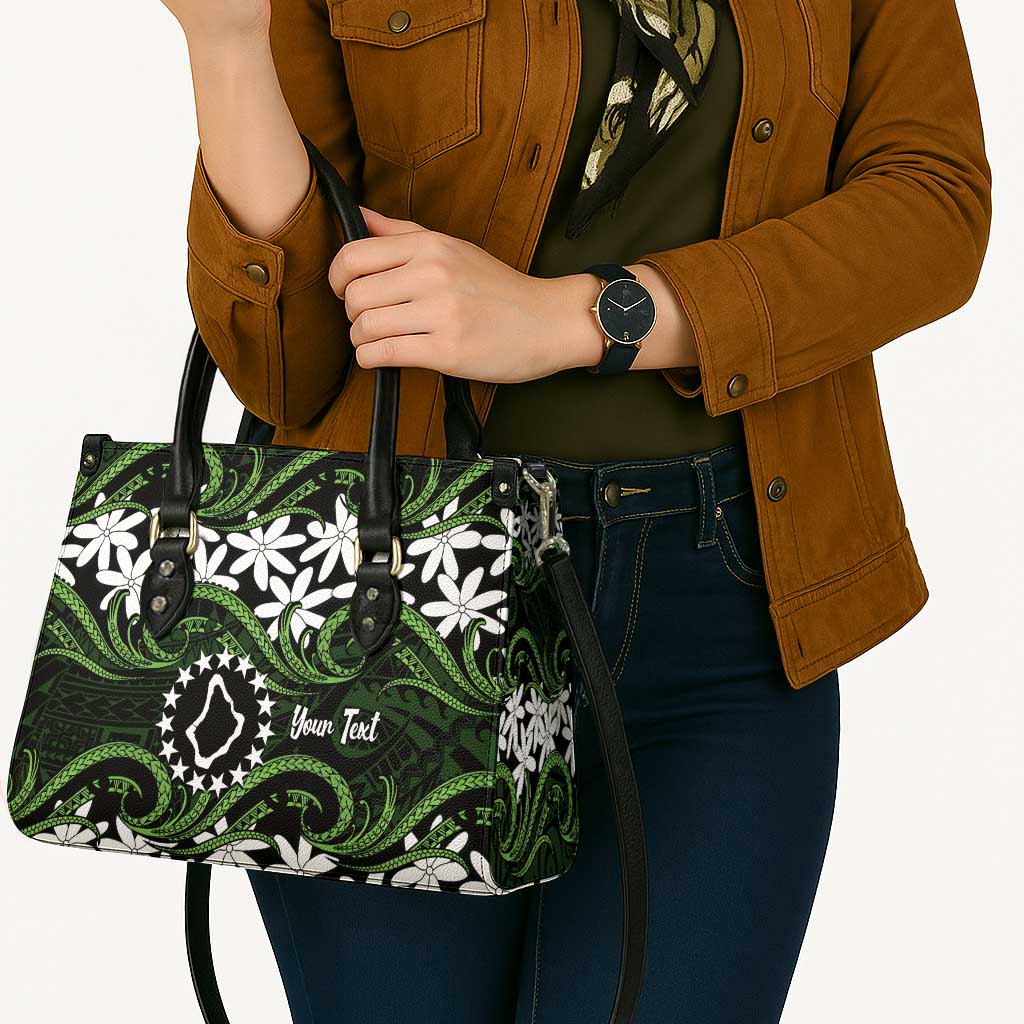Personalised Cook Islands Palmerston Leather Bag Tiare Maori Polynesian Waves Tattoo LT14 - Polynesian Pride