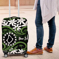 Personalised Cook Islands Palmerston Luggage Cover Tiare Maori Polynesian Waves Tattoo LT14 Green - Polynesian Pride
