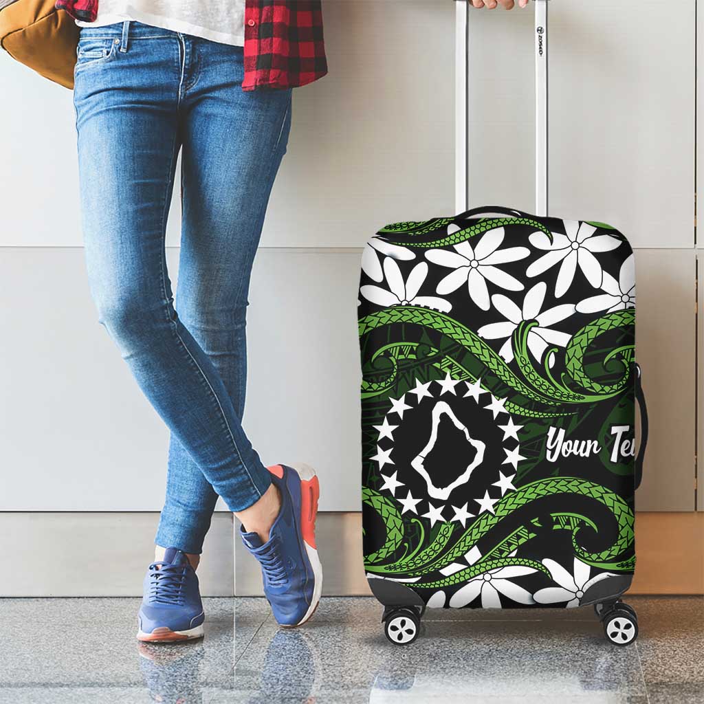 Personalised Cook Islands Palmerston Luggage Cover Tiare Maori Polynesian Waves Tattoo LT14 - Polynesian Pride