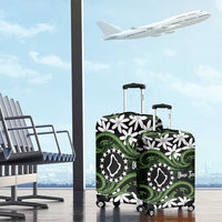 Personalised Cook Islands Palmerston Luggage Cover Tiare Maori Polynesian Waves Tattoo LT14 - Polynesian Pride
