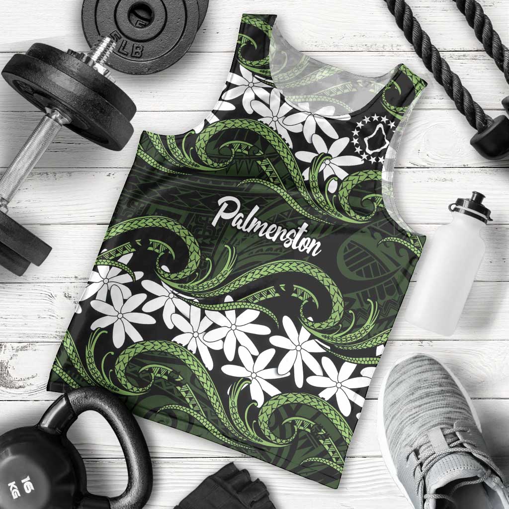 Personalised Cook Islands Palmerston Men Tank Top Tiare Maori Polynesian Waves Tattoo LT14 - Polynesian Pride