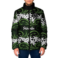 Personalised Cook Islands Palmerston Padded Jacket Tiare Maori Polynesian Waves Tattoo LT14 Men Green - Polynesian Pride