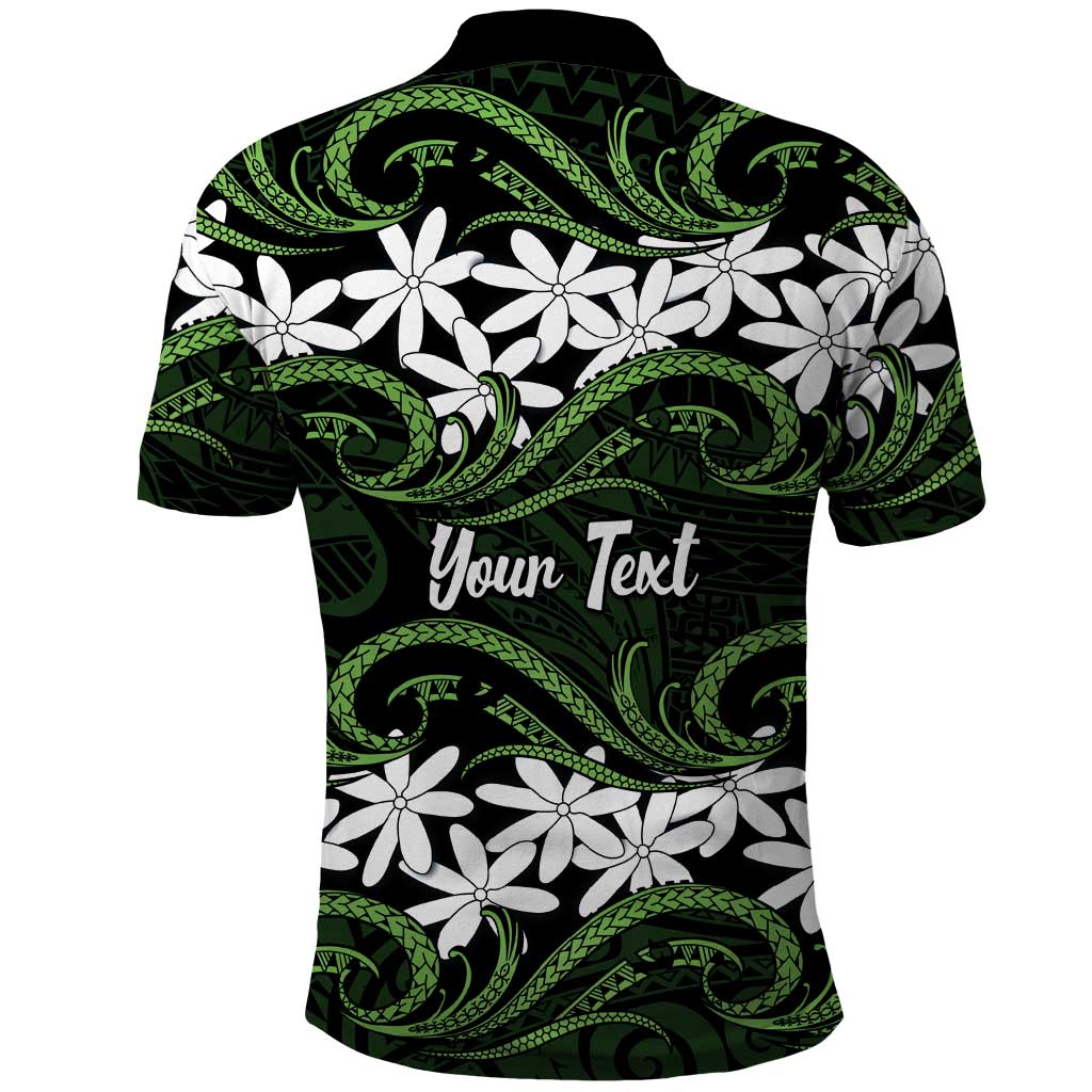 Personalised Cook Islands Palmerston Polo Shirt Tiare Maori Polynesian Waves Tattoo LT14 - Polynesian Pride
