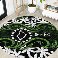 Personalised Cook Islands Palmerston Round Carpet Tiare Maori Polynesian Waves Tattoo