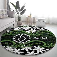 Personalised Cook Islands Palmerston Round Carpet Tiare Maori Polynesian Waves Tattoo