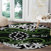 Personalised Cook Islands Palmerston Round Carpet Tiare Maori Polynesian Waves Tattoo
