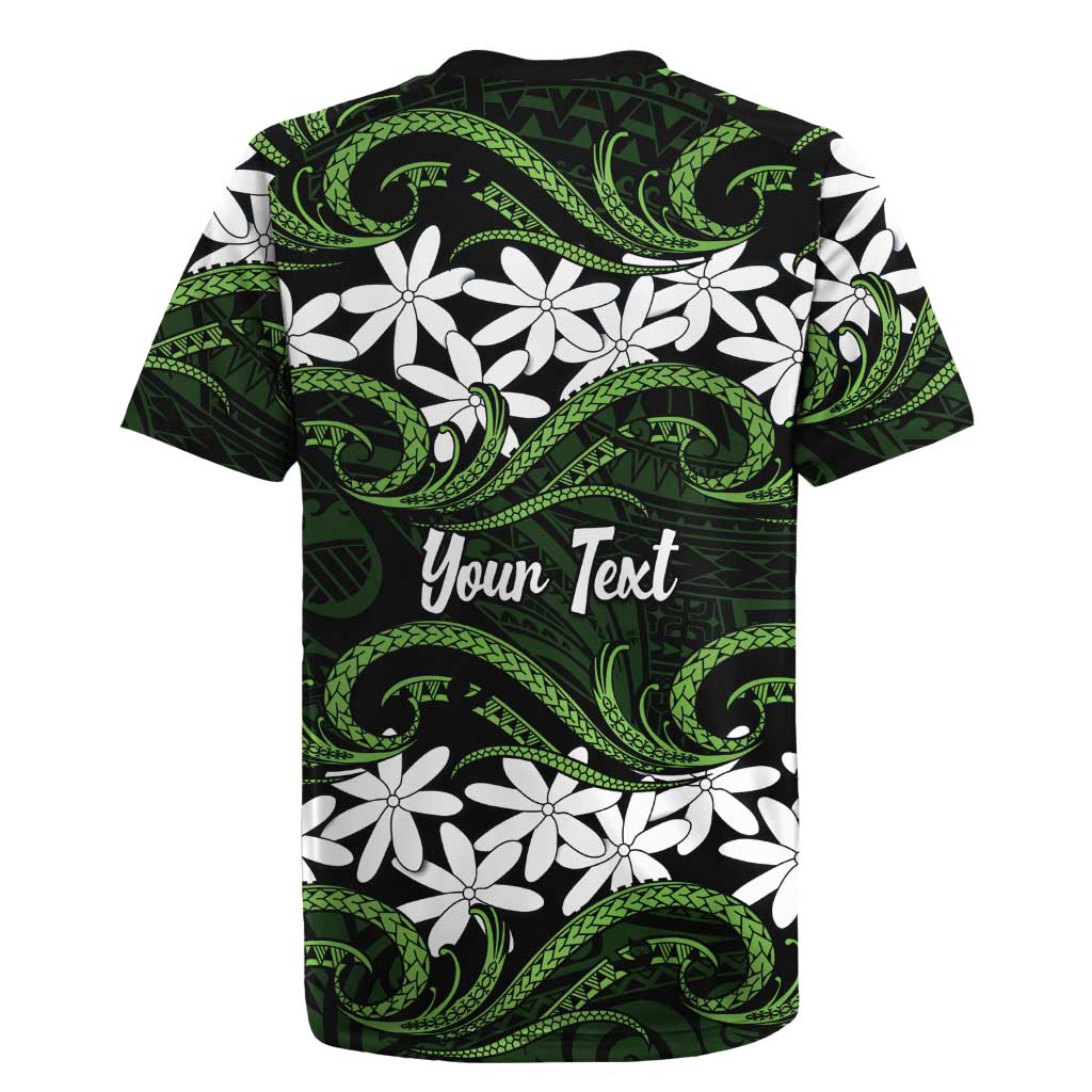 Personalised Cook Islands Palmerston Rugby Jersey Tiare Maori Polynesian Waves Tattoo LT14 - Polynesian Pride