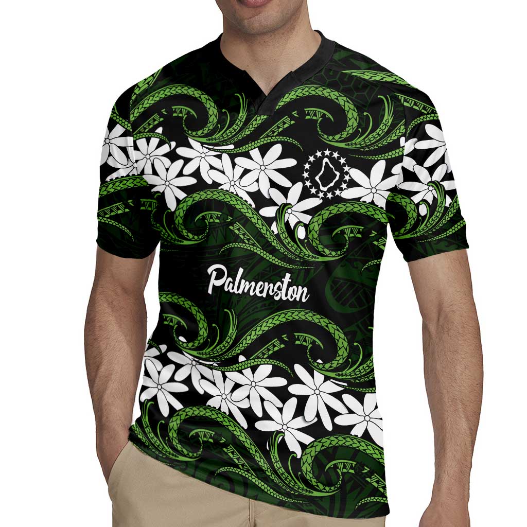 Personalised Cook Islands Palmerston Rugby Jersey Tiare Maori Polynesian Waves Tattoo LT14 - Polynesian Pride
