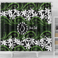 Personalised Cook Islands Palmerston Shower Curtain Tiare Maori Polynesian Waves Tattoo LT14 - Polynesian Pride