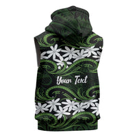 Personalised Cook Islands Palmerston Sleeveless Hoodie Tiare Maori Polynesian Waves Tattoo LT14 - Polynesian Pride