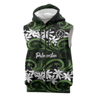Personalised Cook Islands Palmerston Sleeveless Zip Hoodie Tiare Maori Polynesian Waves Tattoo