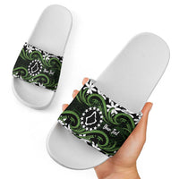 Personalised Cook Islands Palmerston Slide Sandals Tiare Maori Polynesian Waves Tattoo LT14 - Polynesian Pride