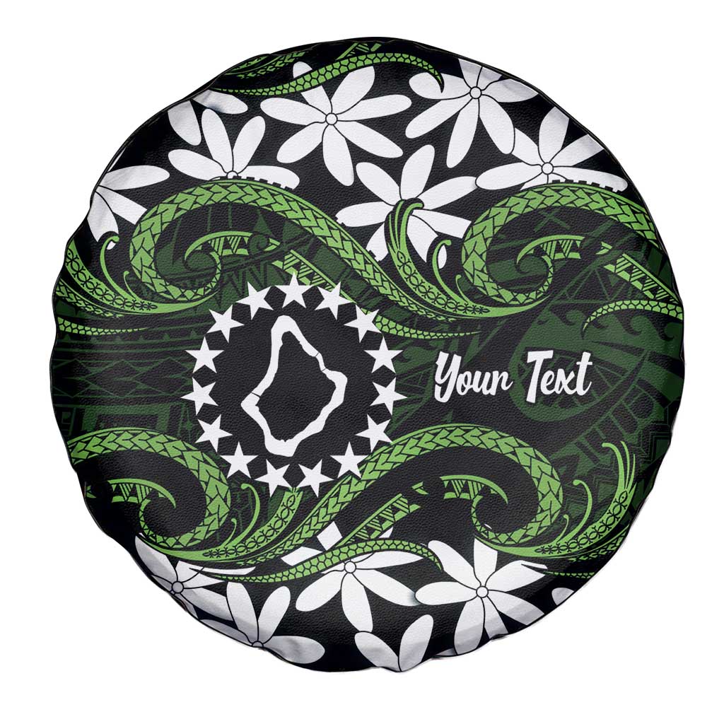 Personalised Cook Islands Palmerston Spare Tire Cover Tiare Maori Polynesian Waves Tattoo LT14 - Polynesian Pride
