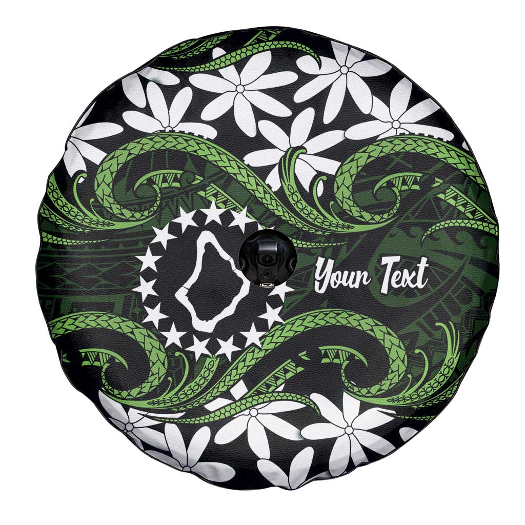 Personalised Cook Islands Palmerston Spare Tire Cover Tiare Maori Polynesian Waves Tattoo LT14 - Polynesian Pride